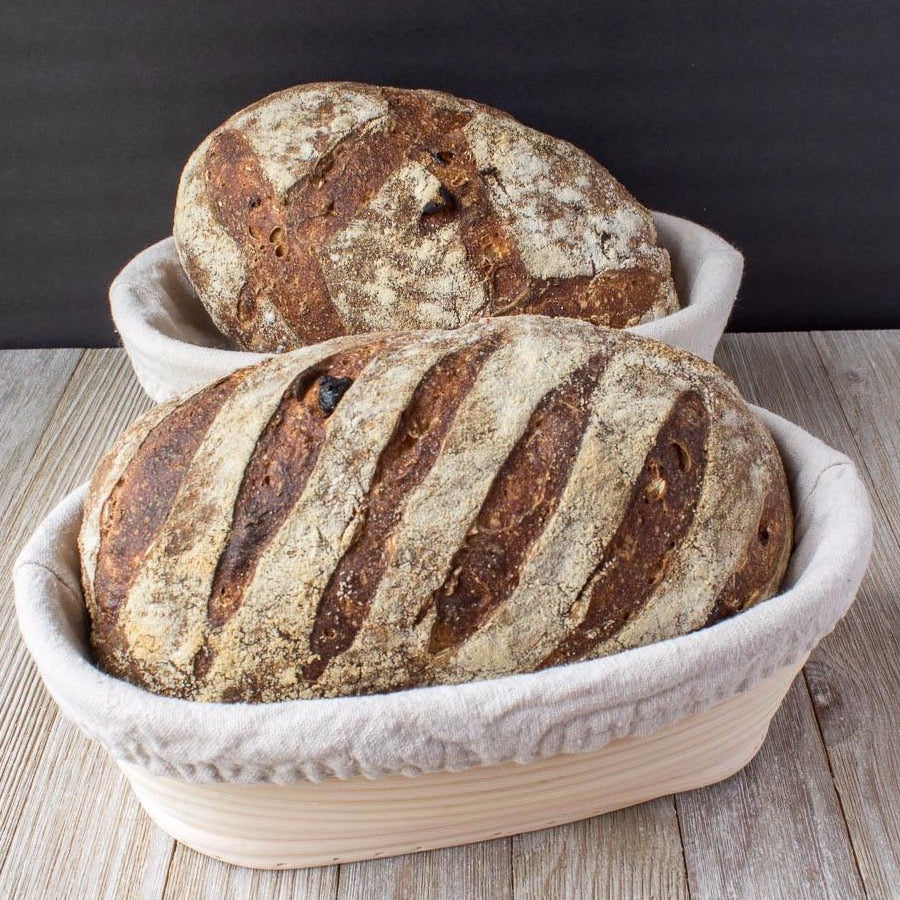 HaloZee 2-Pack Banneton Bread Proofing Basket Set – 10” Oval & 9” Round Rattan Baskets With Baking Tools